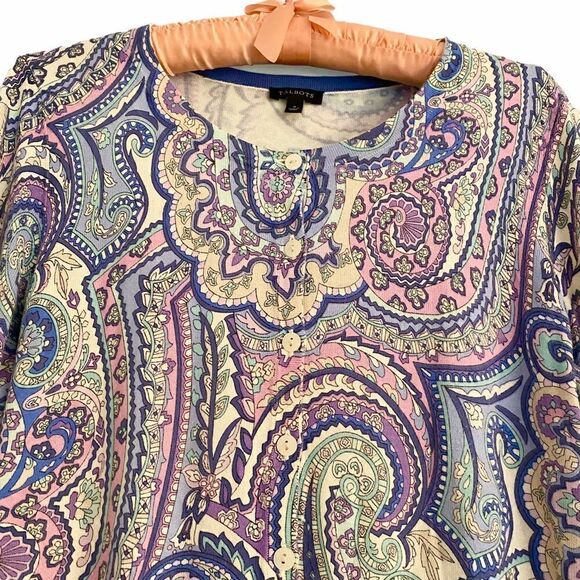Talbots Pastel Paisley Cardigan Soft & Stretchy S - Picture 2 of 6